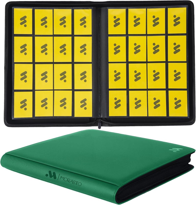 MORABTO Card Binder 16 Pocket,Trading Card Binder Hold up to 1408 Cards with 44 Sleeves,Zipper Card Holder Album Compatible with TCG Card/Game Cards/Sports Card-Green - Image 1